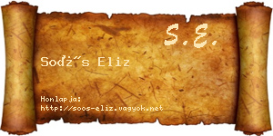 Soós Eliz névjegykártya